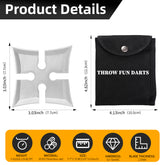 THROWFUN 12 Pack 9Cr17 stainless steel- 3.03''(length) 0.1''(thick) , throwing knives set  Full-Tang Throwing Set, with Nylon Sheath for Competition and Recreation Black/Silvery Cross Hollow Darts-FB-YF16-3B-12